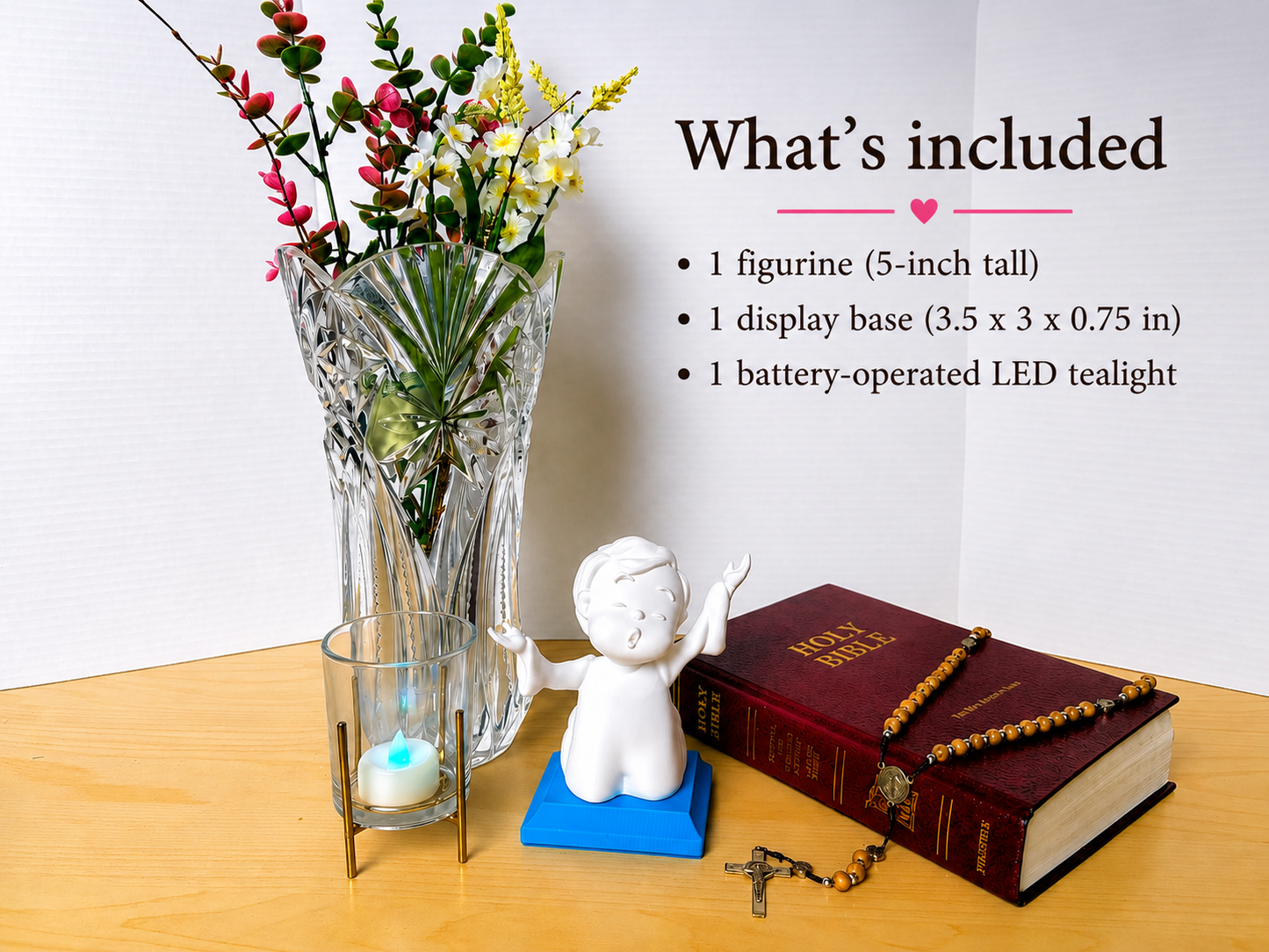 Little Soul in Song - Boy | Handcrafted Christian Child Figurine with LED Light