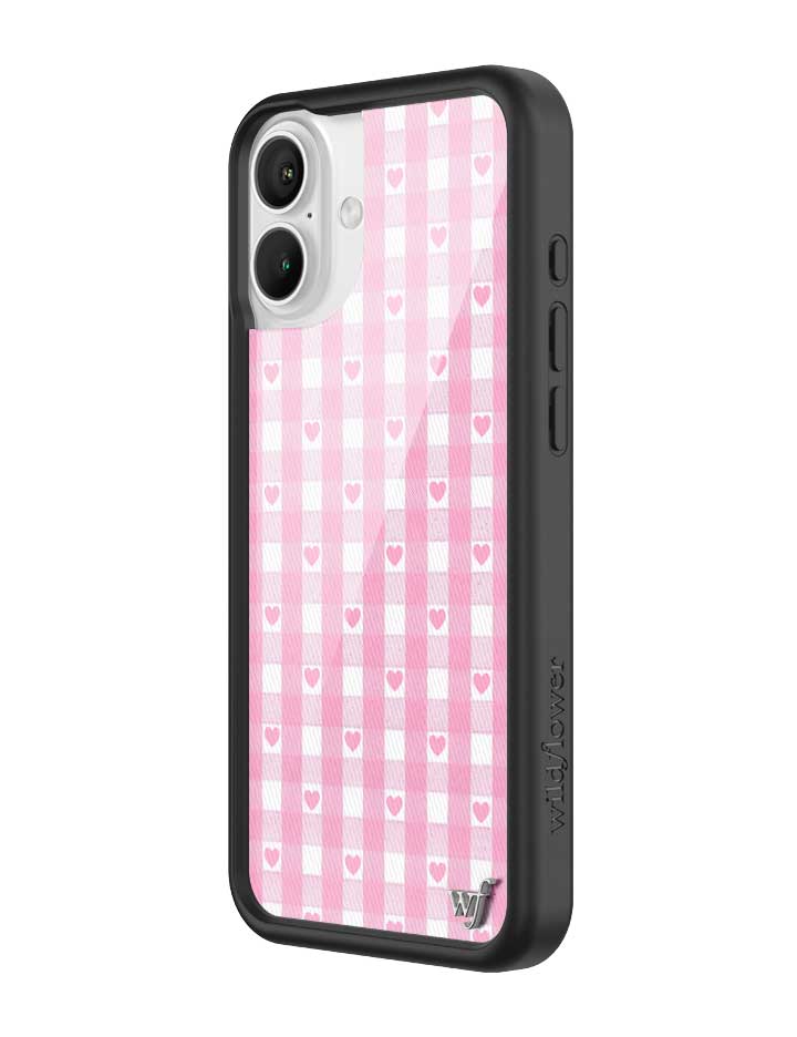 Pink Gingham Hearts iPhone Case
