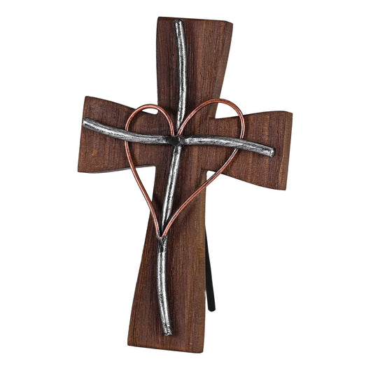 Tabletop Cross with 3D Heart Overlay