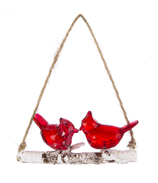 Mini Cardinals on Branch Ornament