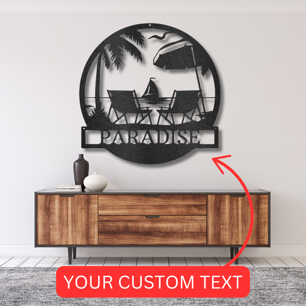 BEACH PARADISE Custom Metal Sign