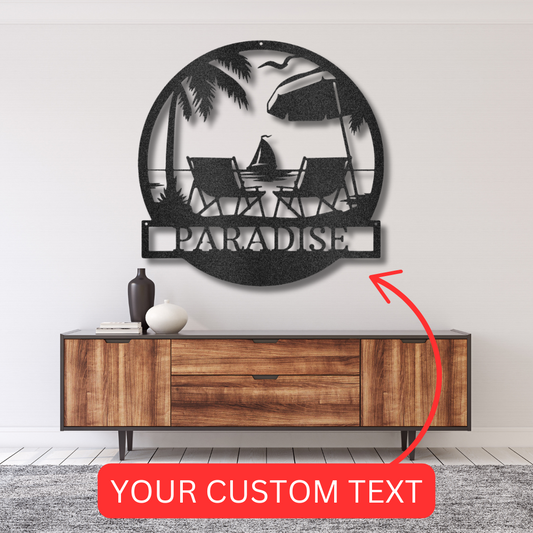 BEACH PARADISE Custom Metal Sign