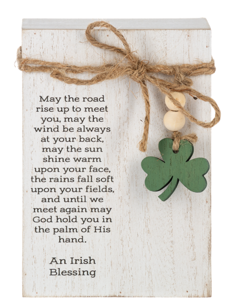Irish Blessing Message Block w/Beaded Shamrock – TOI Gifts & More