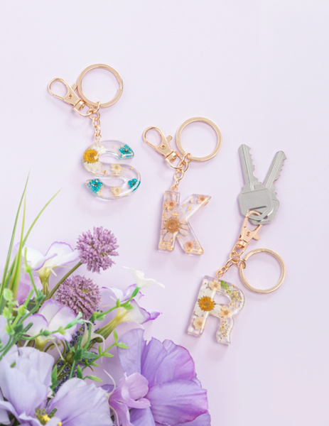 Floral Monogram Keychain
