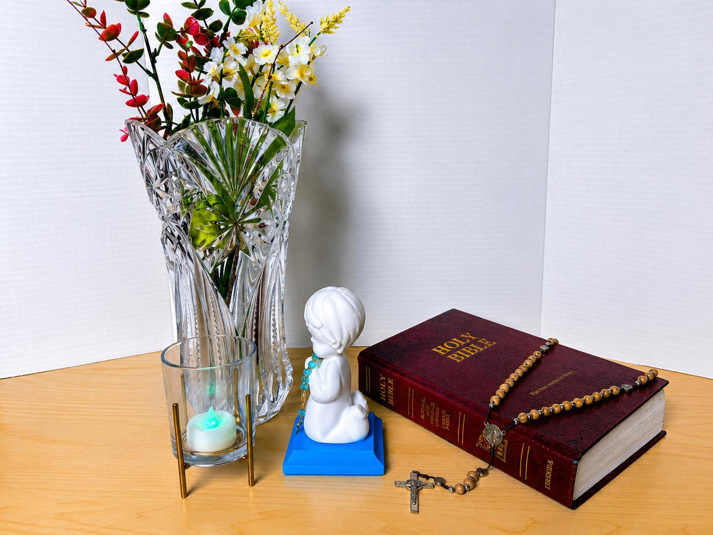 Little Soul at Prayer - Boy | Handcrafted Christian Child Figurine with LED Light