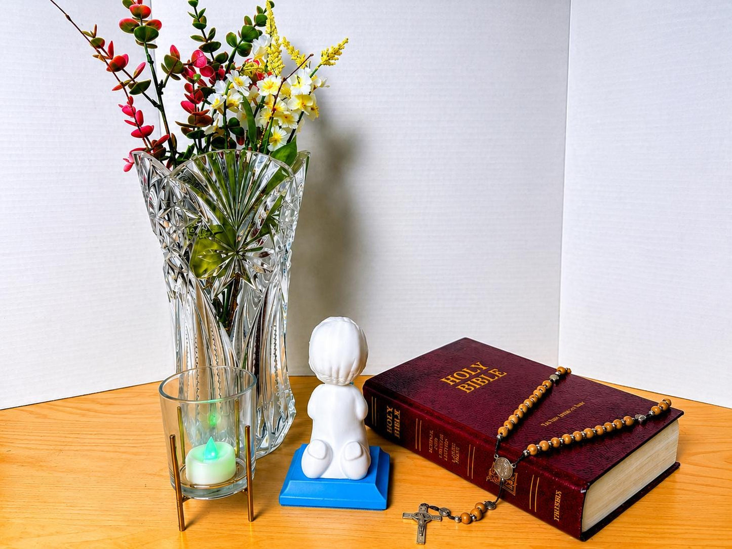 Little Soul at Prayer - Boy | Handcrafted Christian Child Figurine with LED Light