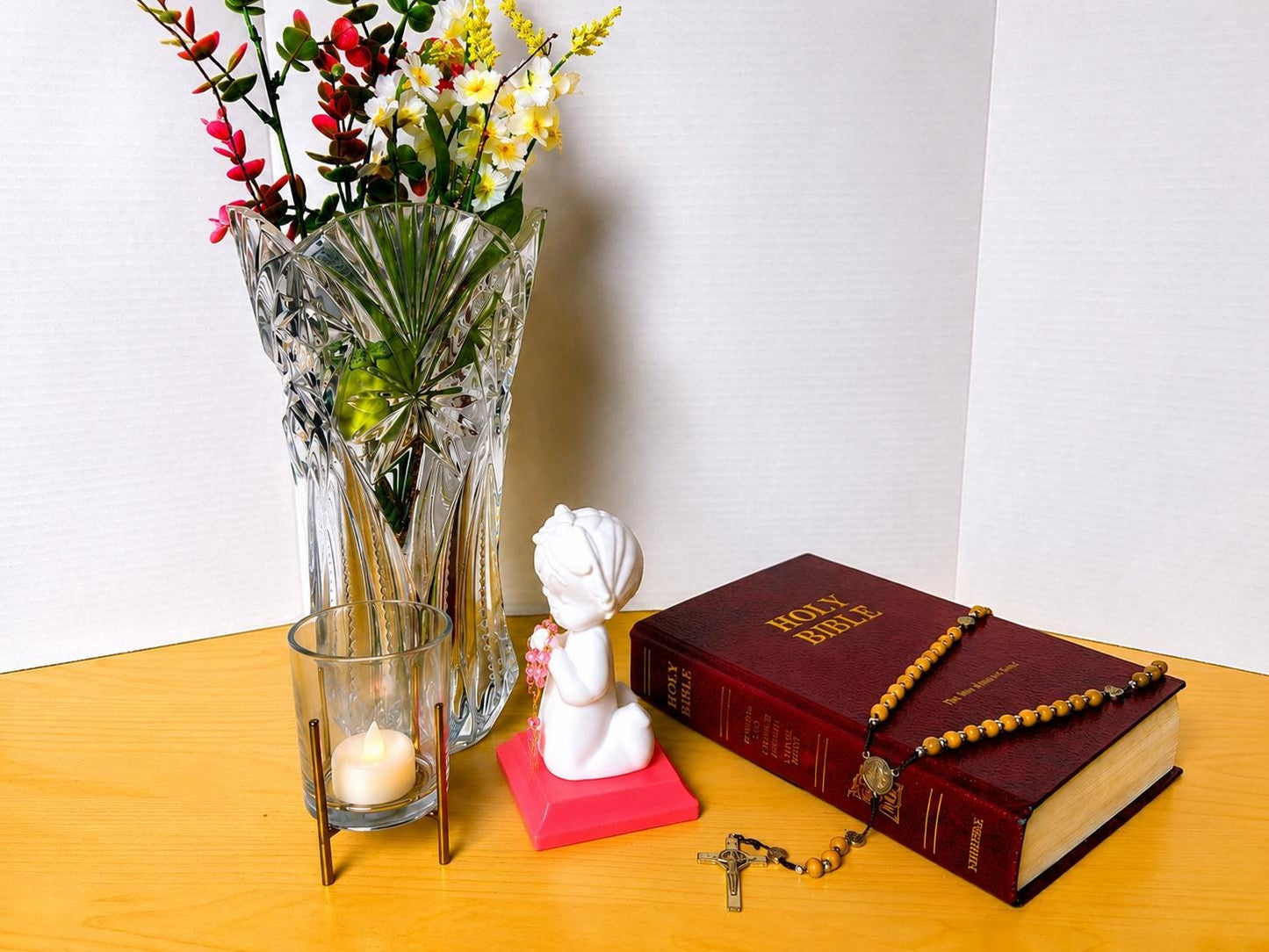 Little Soul at Prayer - Girl | Handcrafted Christian Child Figurine with LED Light