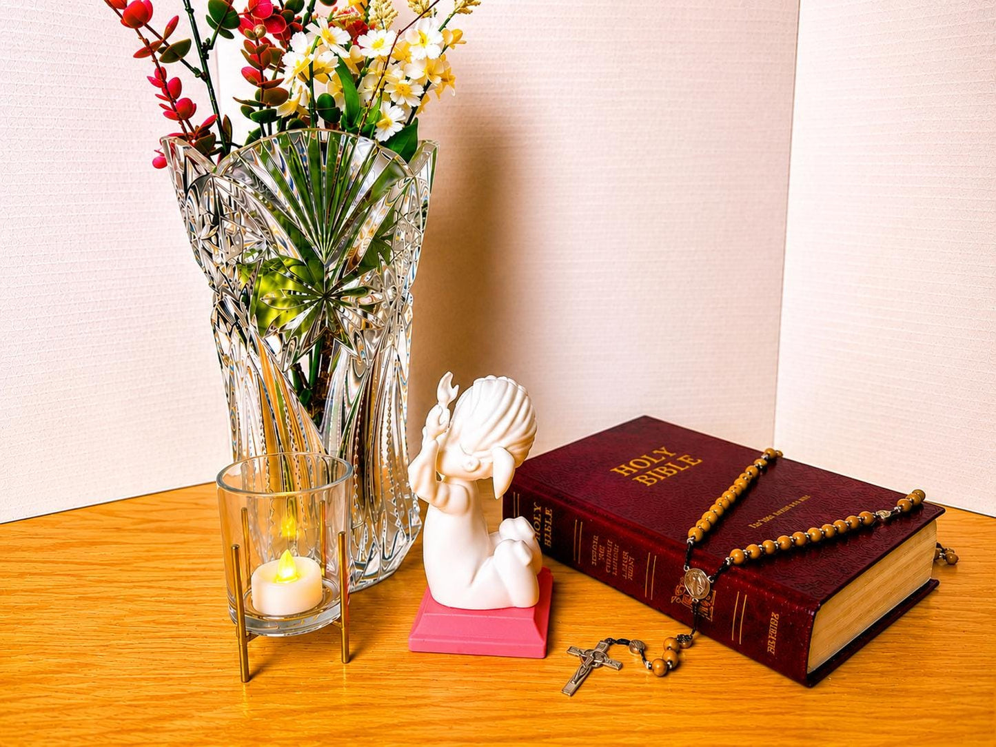 Little Soul at Praise - Girl | Handcrafted Christian Child Figurine with LED Light