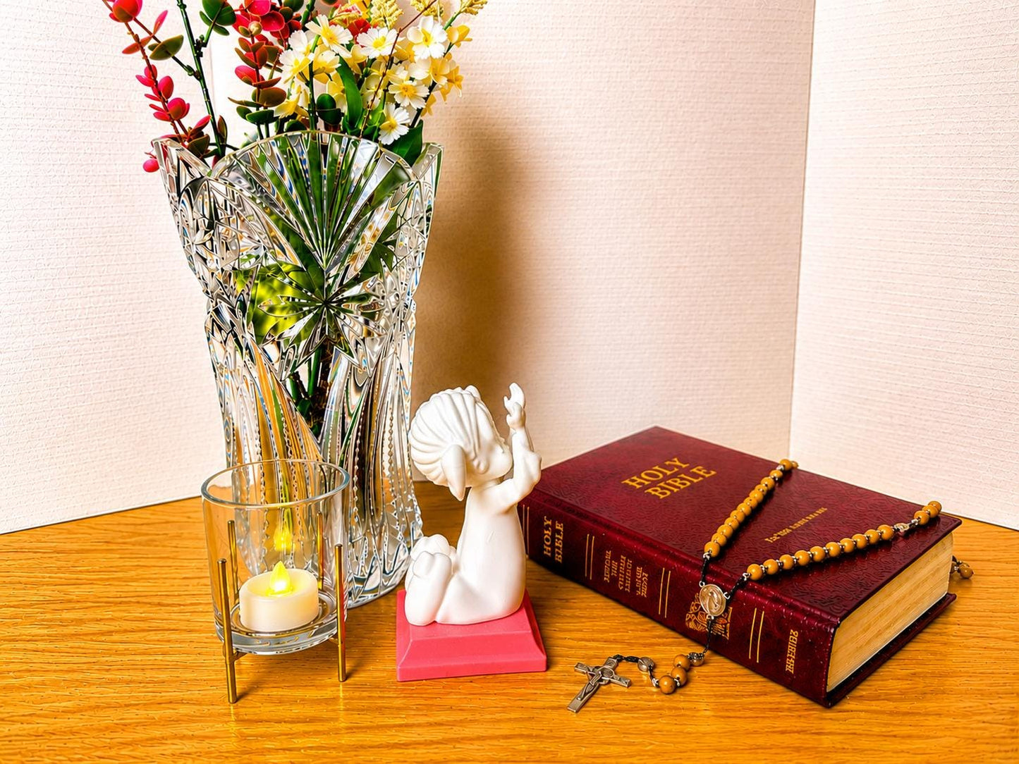 Little Soul at Praise - Girl | Handcrafted Christian Child Figurine with LED Light