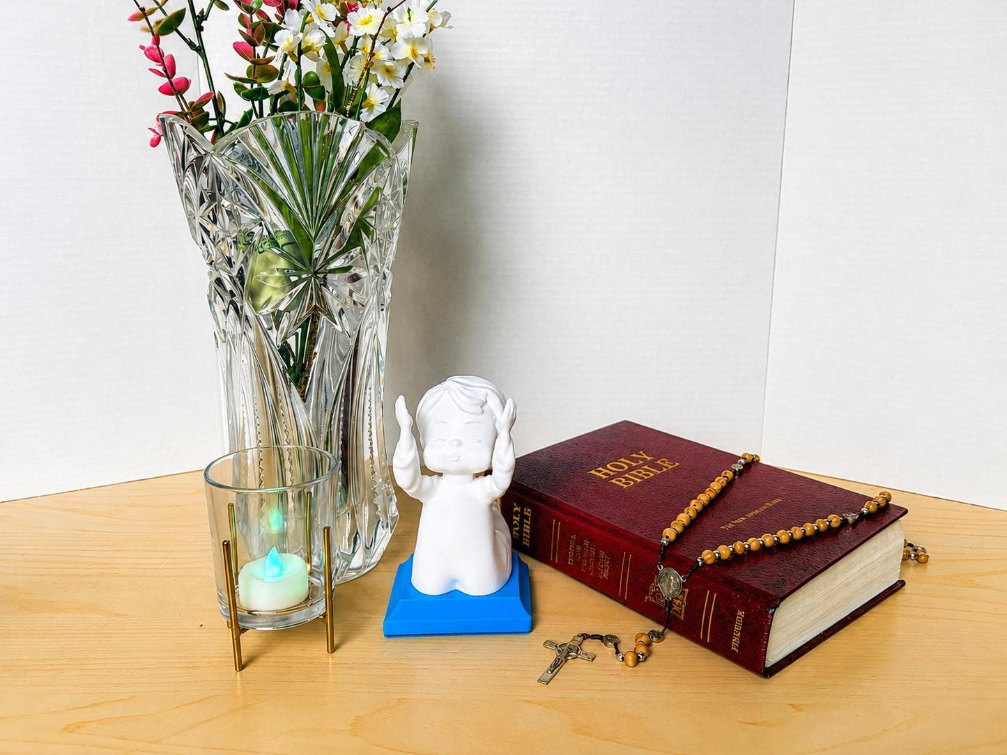 Little Soul at Praise - Boy | Handcrafted Christian Child Figurine with LED Light
