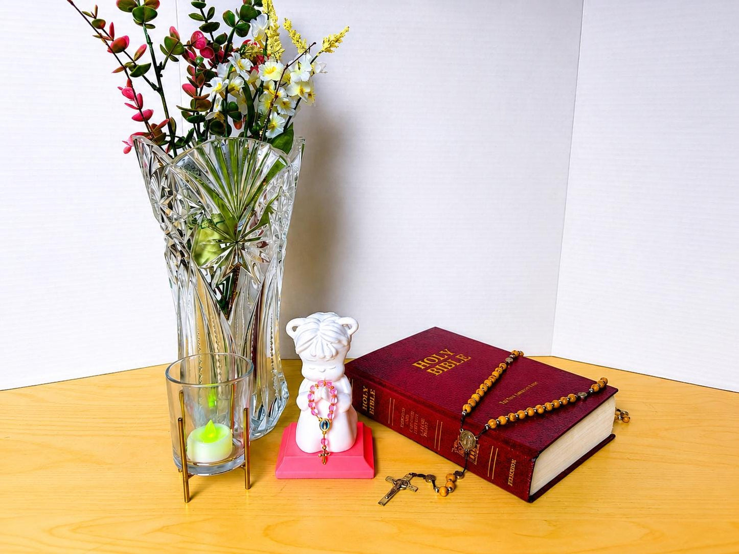 Little Soul at Prayer - Girl | Handcrafted Christian Child Figurine with LED Light