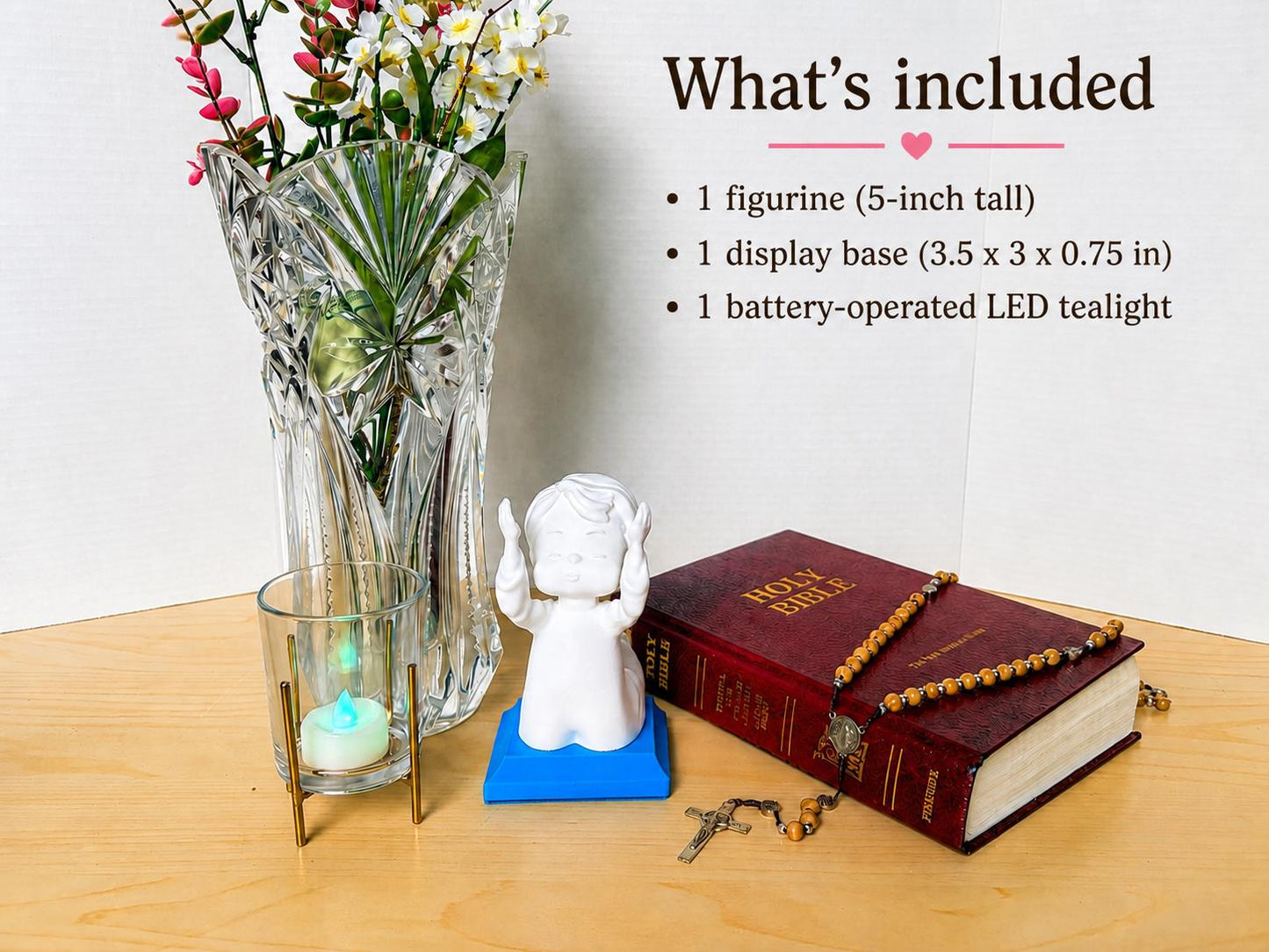 Little Soul at Praise - Boy | Handcrafted Christian Child Figurine with LED Light