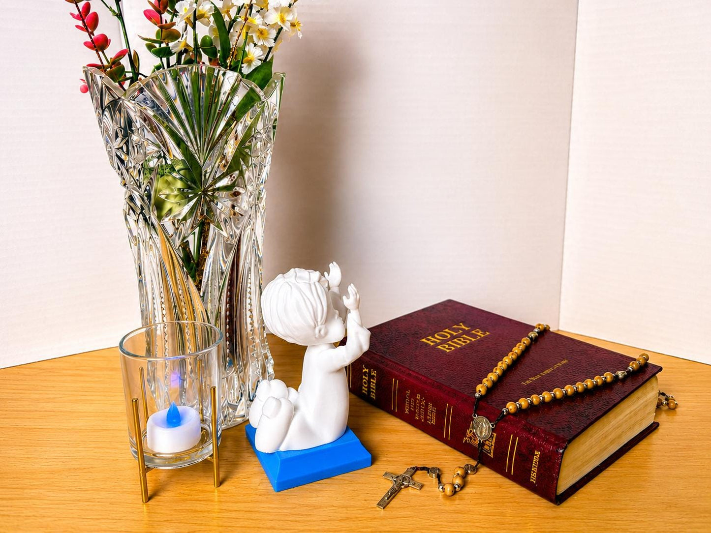Little Soul at Praise - Boy | Handcrafted Christian Child Figurine with LED Light