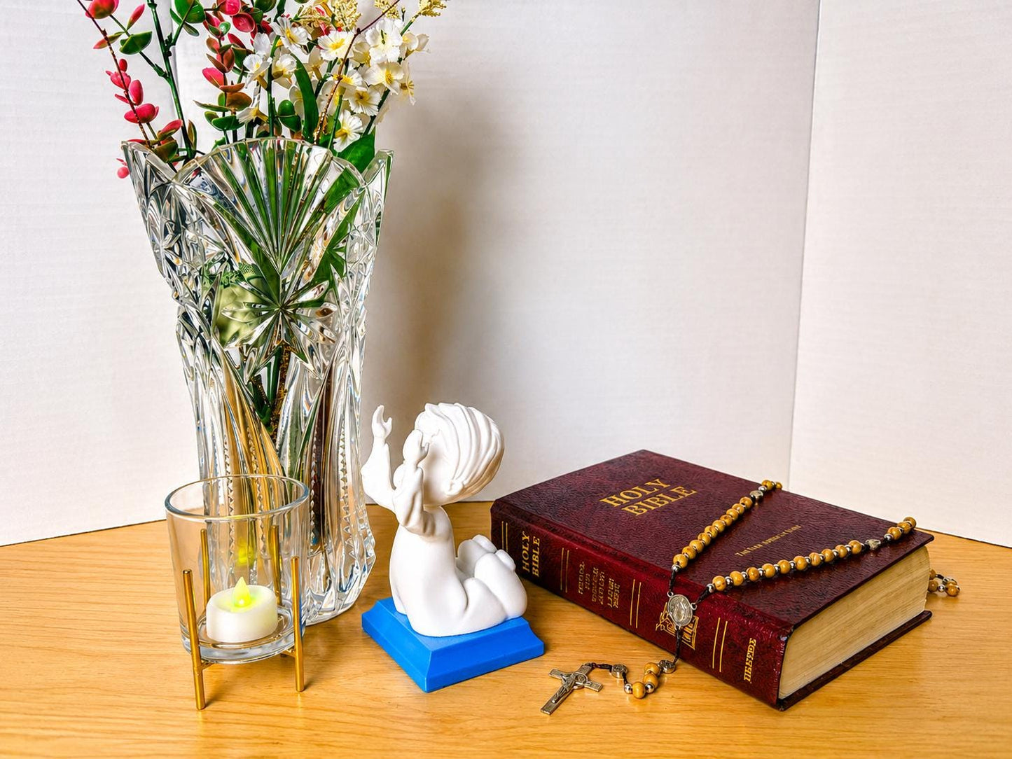Little Soul at Praise - Boy | Handcrafted Christian Child Figurine with LED Light