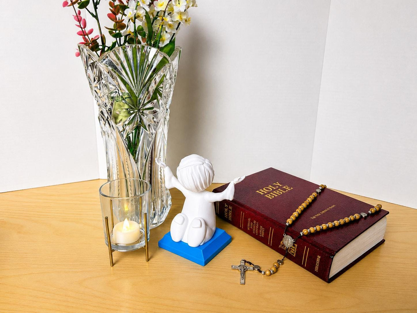 Little Soul in Song - Boy | Handcrafted Christian Child Figurine with LED Light
