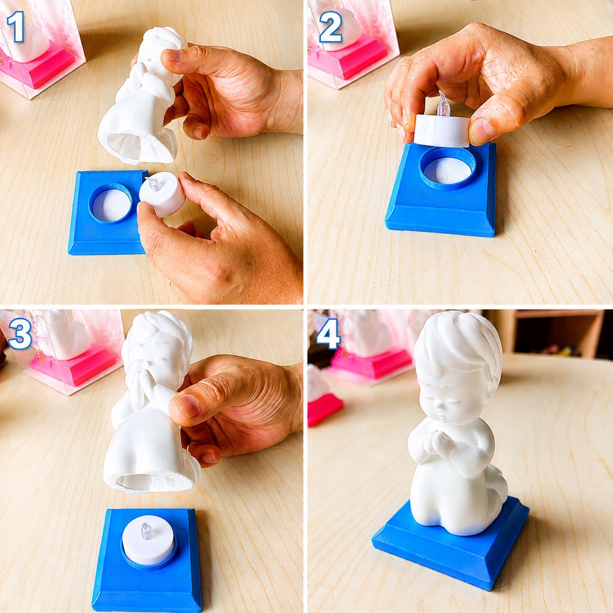 Little Soul at Prayer - Boy | Handcrafted Christian Child Figurine with LED Light
