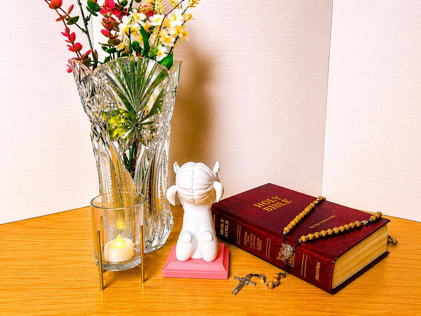 Little Soul at Praise - Girl | Handcrafted Christian Child Figurine with LED Light