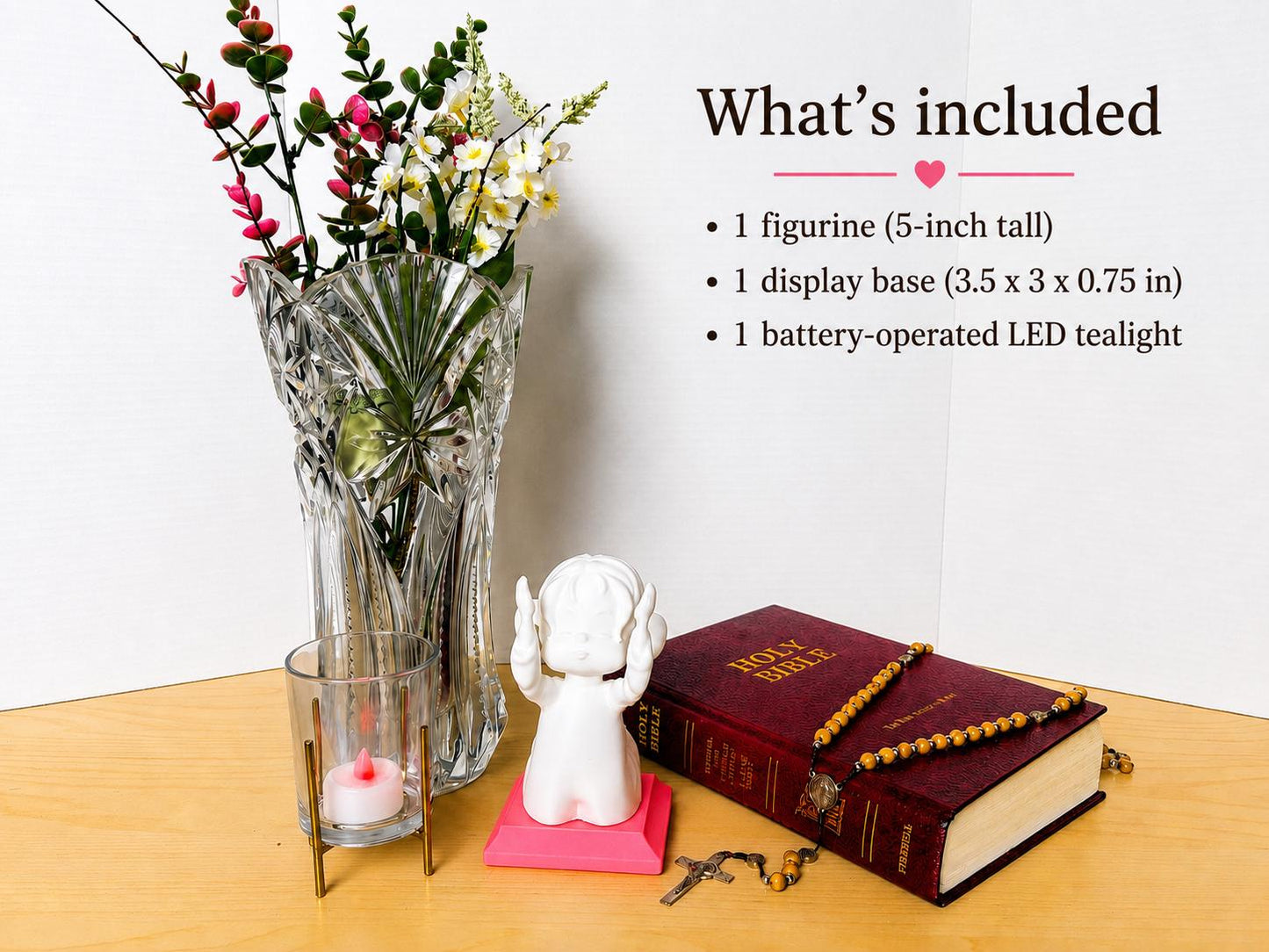 Little Soul at Praise - Girl | Handcrafted Christian Child Figurine with LED Light