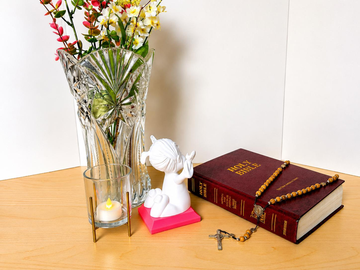 Little Soul in Song - Girl | Handcrafted Christian Child Figurine with LED Light