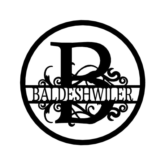 SPLIT-CIRCLE MONOGRAM Custom Metal Sign