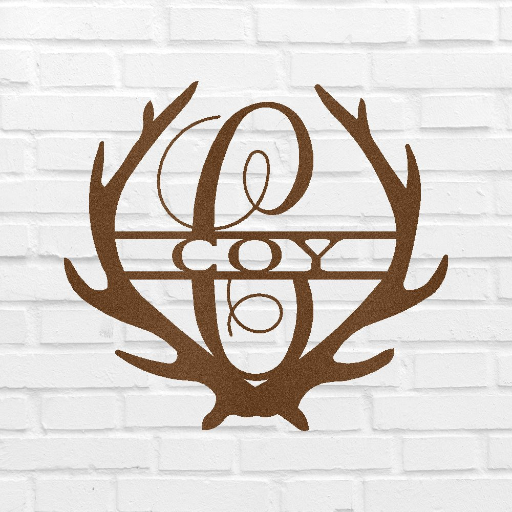 ANTLERS NAME Custom Metal Sign