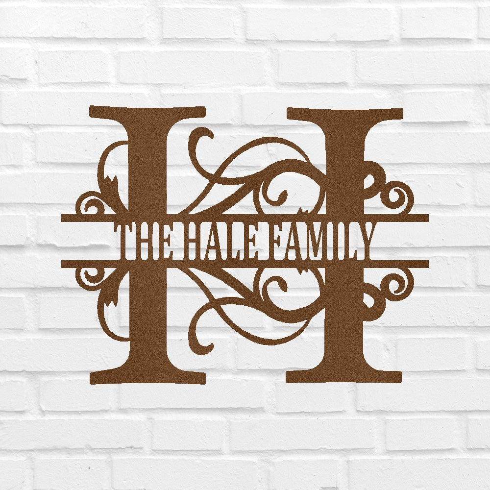 SPLIT-LETTER NAME Custom Metal Sign