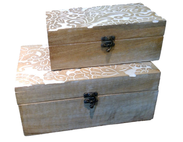 Carved Wooden Box Set (2-pc) (CLEARANCE)