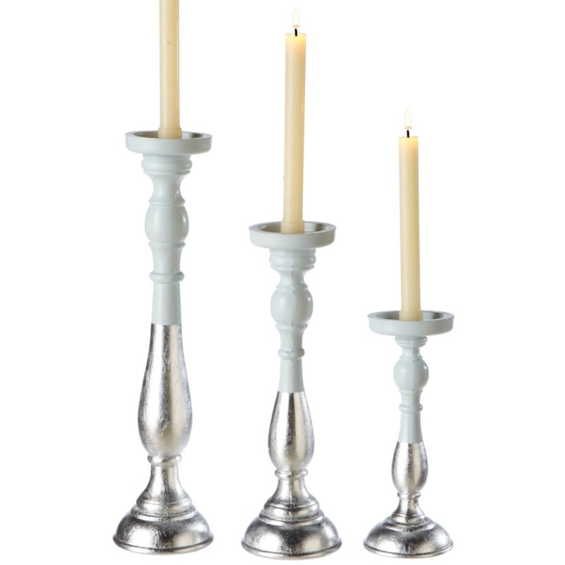 Grey & Silver Candlesticks (set of 3) (CLEARANCE)