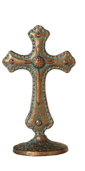 Short Patina Cross on Stand - Style A