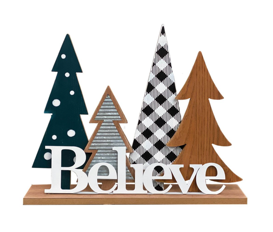 Rustic BELIEVE Sitter (CLEARANCE)