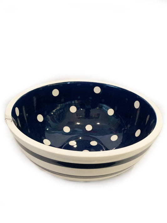 Bowl - Indigo & White Stripe (80 oz) (CLEARANCE)