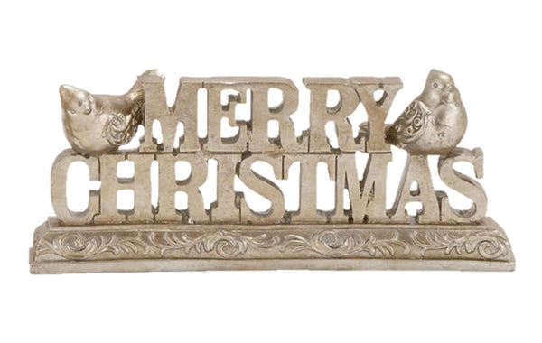 Polystyrene MERRY CHRISTMAS Sign - silver tone (CLEARANCE)