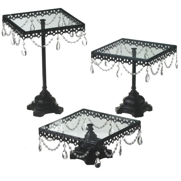 3pc Iron & Acrylic Cake Stand Set