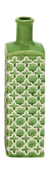 Ceramic Patterned Vase - GREEN (CLEARANCE)