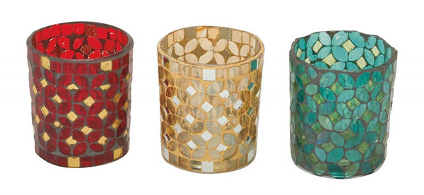 Glass Votive - Leaf Design (CLEARANCE)