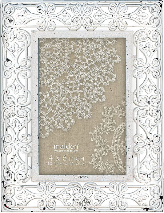 Pierced Shabby White Frame (4x6) (CLEARANCE)
