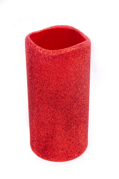 LED Red Glitter Candle (3x6") (CLEARANCE)