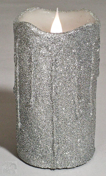 LED Glittered/Dripping Candle w/moving flame (5”H)
