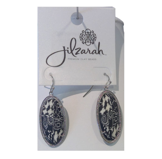 Earrings - Silver/Black/White (CLEARANCE)