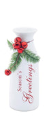 White Milk Bottle w/bell - SEASON'S GREETINGS (CLEARANCE) (CLEARANCE)