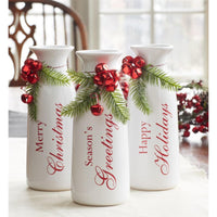 White Milk Bottle w/bell - SEASON'S GREETINGS