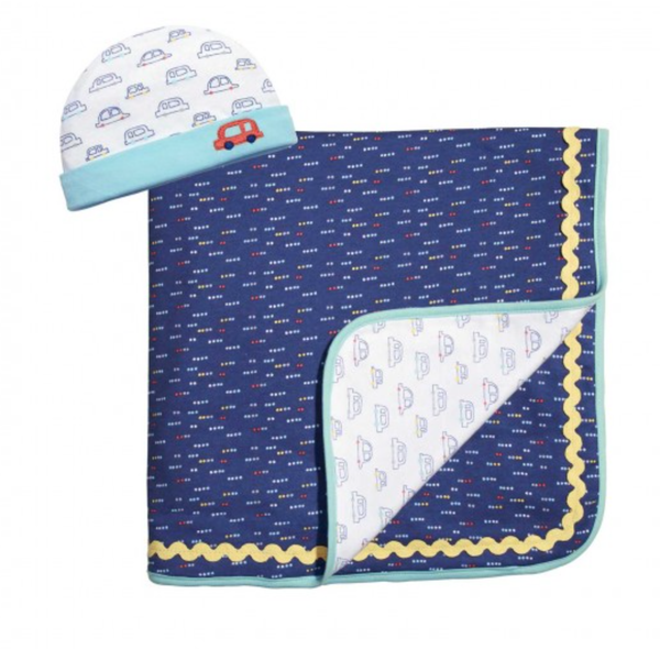 Beep Beep Receiving Blanket & Cap Set