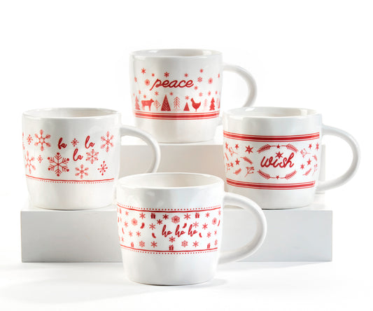 Red & White Ceramic Mugs