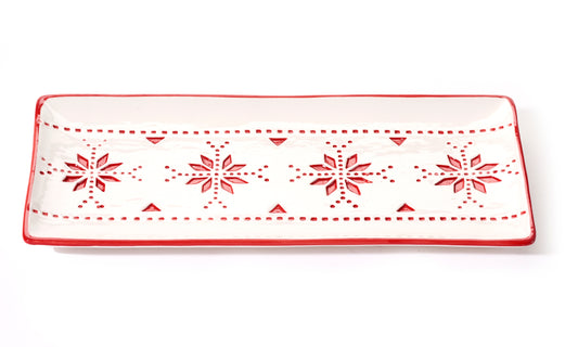 Red & White Rectangular Plate
