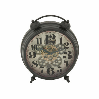 Metal Table Clock w/Gears