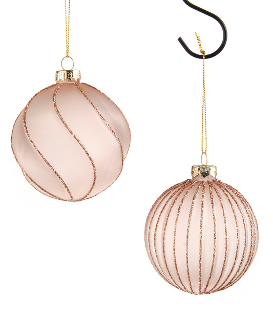 Pink & Gold Glass Ornament
