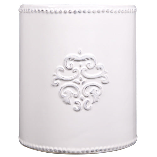 White Medallion Utensil Crock (CLEARANCE)