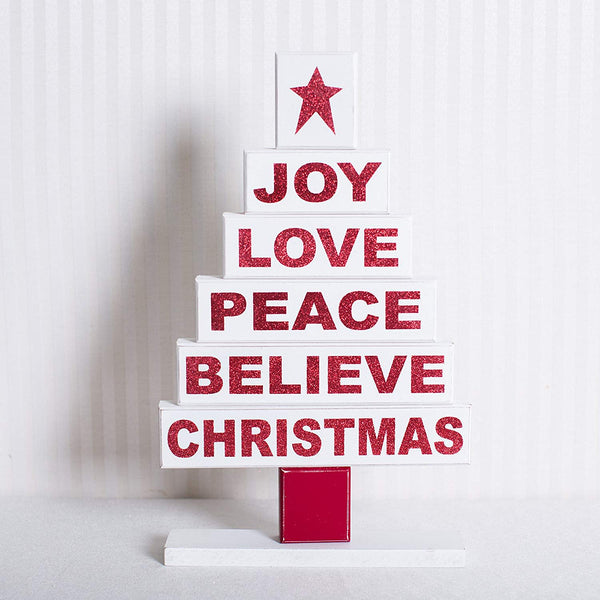 JOY LOVE PEACE Tree (red/white)