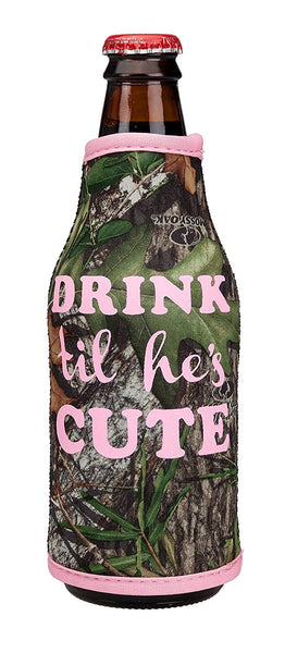 Bottle Koozie (Pink) DRINK TIL HE’S CUTE