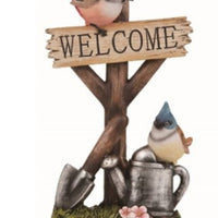 Bird on Post ''Welcome'' Sign (CLEARANCE)